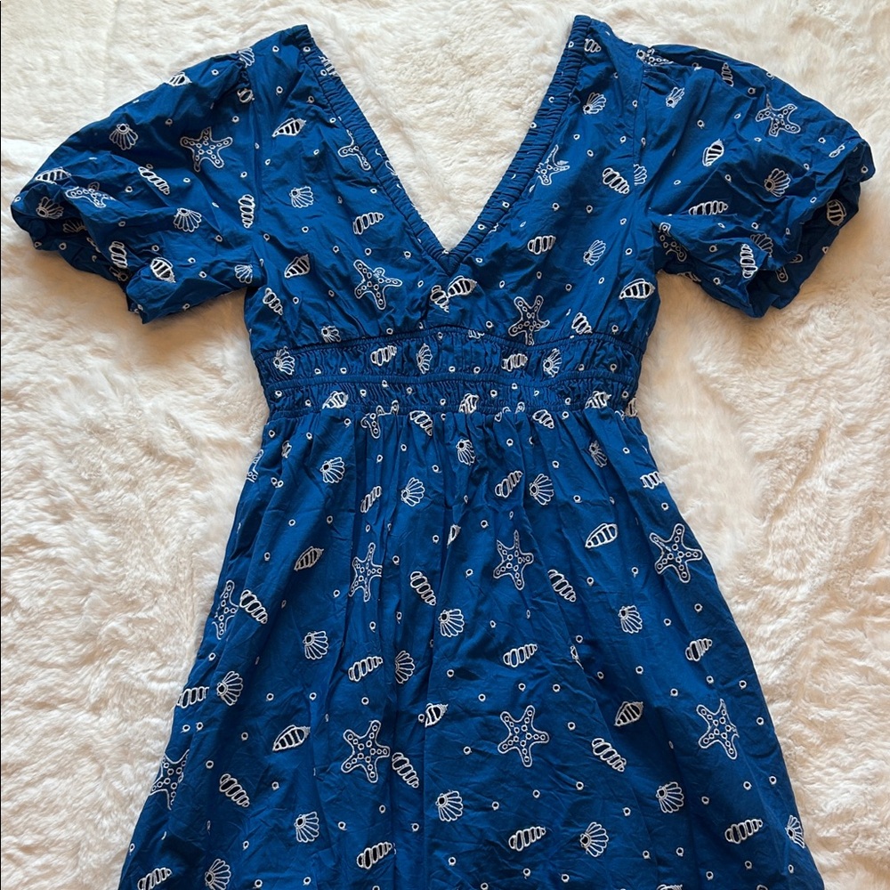 NWT Lilly Pulitzer Blue Embroidered Shell Mini Dress
